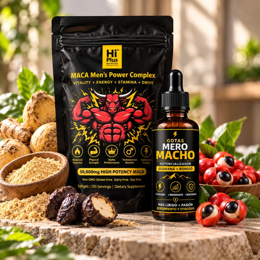 Hiplus Maca Men's Power Complex 150 cápsulas + Gotas Mero Macho